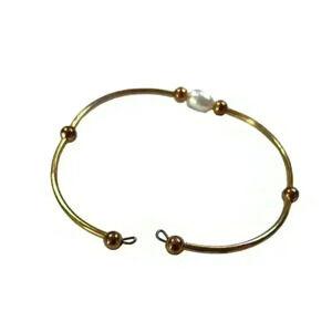 Golden Bangle with faux pearl-adjusted fit